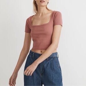 NWT Madewell Square Neck Crop Tee in Vintage Quartz